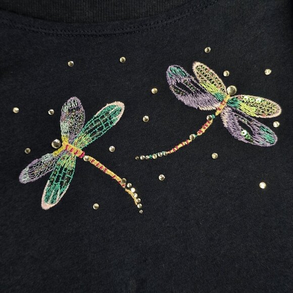 Quacker Factory Sweater Set Womens 1X Blue Dragonfly Rhinestone 2 in 1 Twinset - Picture 5 of 14